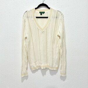 Lauren Ralph Lauren women's V-neck cable-knit sweater XL